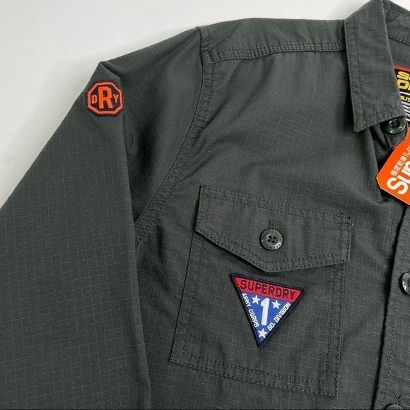 New Superdry Army Green Military Storm Desert Division Button Down Shirt - Picture 4 of 15